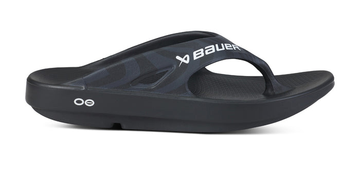 BAUER/OOFOS Men's OOriginal Sport Sandal – Black Asphalt lateral view