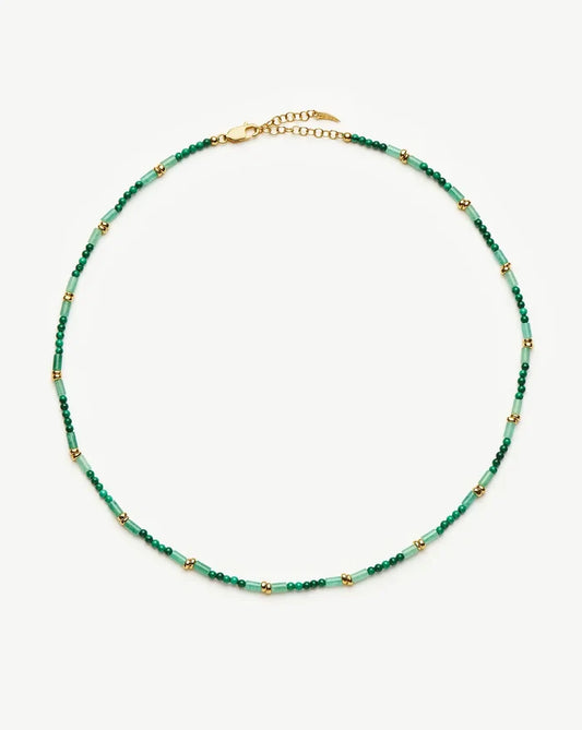 Beaded Gemstone Choker | 18ct Gold Plated/Mojito Green Necklaces Missoma