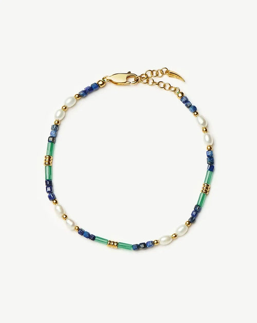 Beaded Gemstone & Pearl Bracelet | 18ct Gold Plated/Lagoon Blue Bracelets Missoma