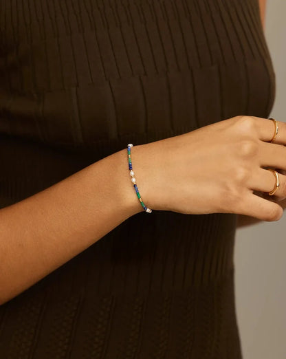 Beaded Gemstone & Pearl Bracelet | 18ct Gold Plated/Lagoon Blue Bracelets Missoma