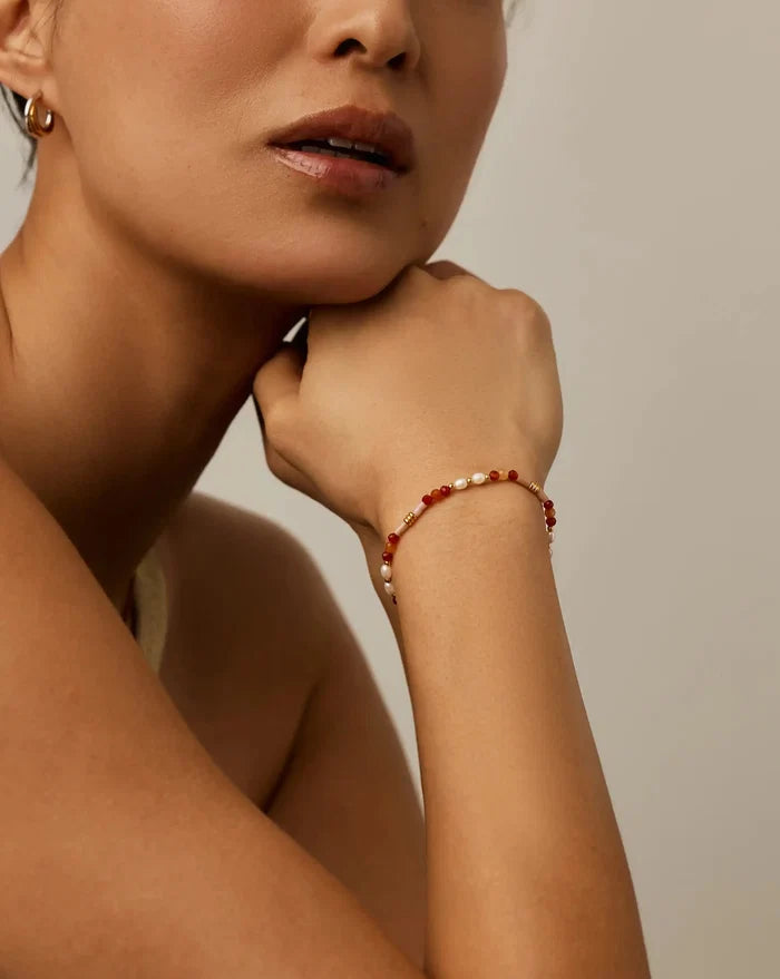 Beaded Gemstone & Pearl Bracelet | 18ct Gold Plated/Paloma Pink Bracelets Missoma