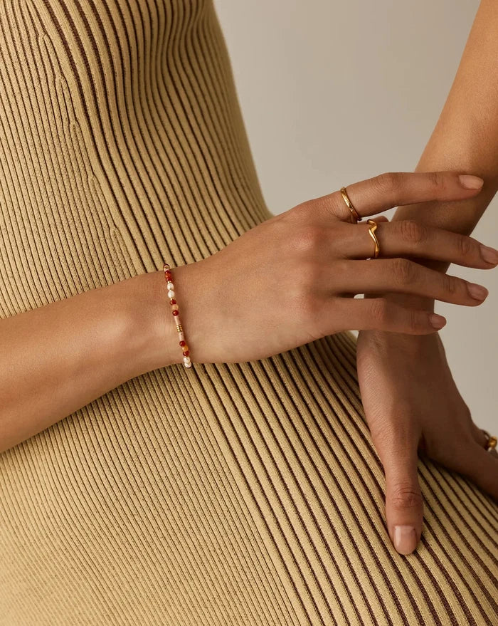 Beaded Gemstone & Pearl Bracelet | 18ct Gold Plated/Paloma Pink Bracelets Missoma