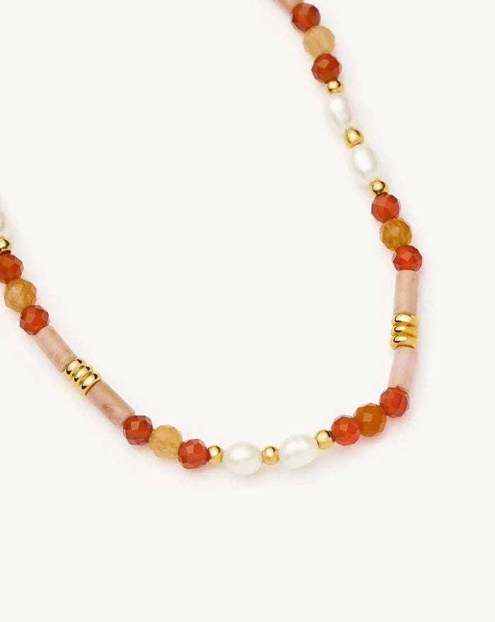 Beaded Gemstone & Pearl Bracelet | 18ct Gold Plated/Paloma Pink Bracelets Missoma