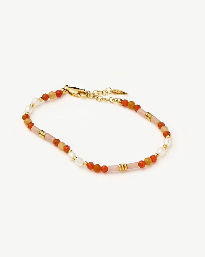 Beaded Gemstone & Pearl Bracelet | 18ct Gold Plated/Paloma Pink Bracelets Missoma