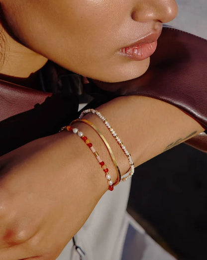 Beaded Gemstone & Pearl Bracelet | 18ct Gold Plated/Paloma Pink Bracelets Missoma