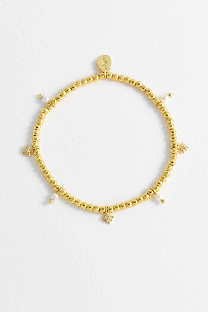 Beaded Star Pearl Charm Bracelet
