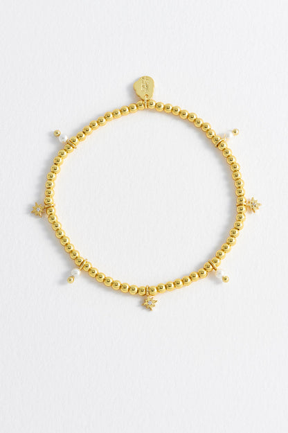 Beaded Star Pearl Charm Bracelet