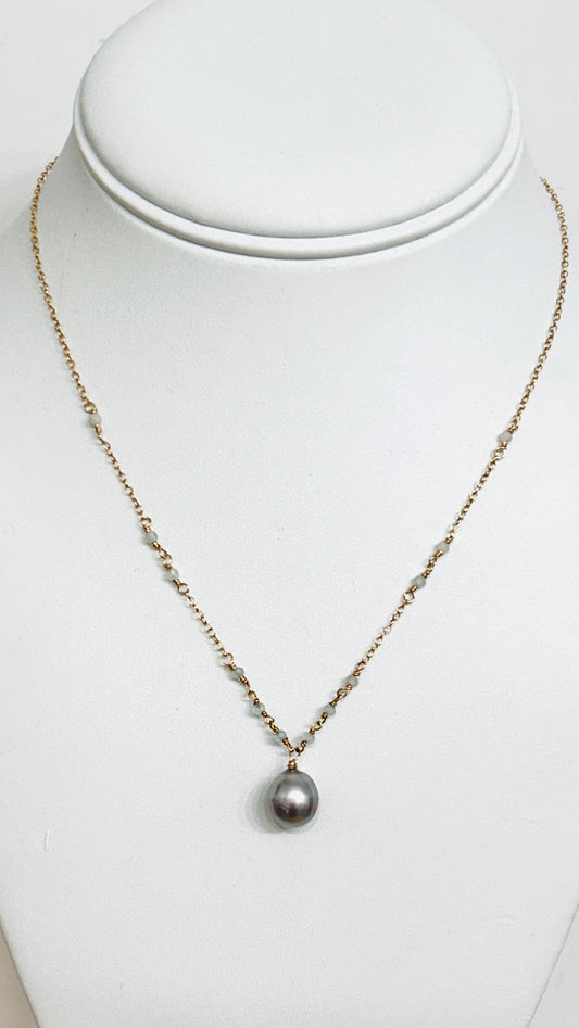 BELLE necklace - Silver Tahitian