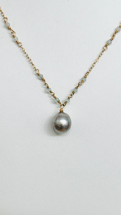 BELLE necklace - Silver Tahitian
