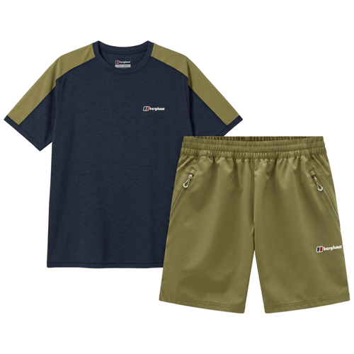 Berghaus Men's 2 Piece Co Ord Set Black/Green T-Shirt & Shorts