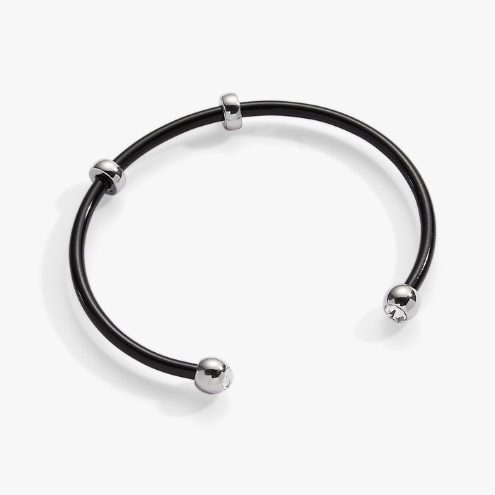 Bezel Stone Enamel Cuff, Black