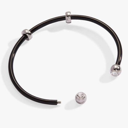 Bezel Stone Enamel Cuff, Black