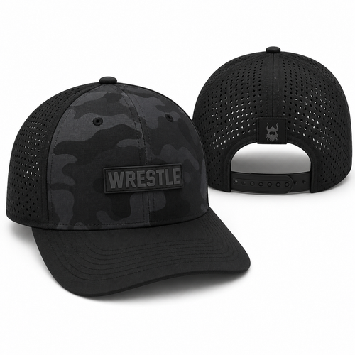 Black Camo Wrestle Laser Mesh Hat