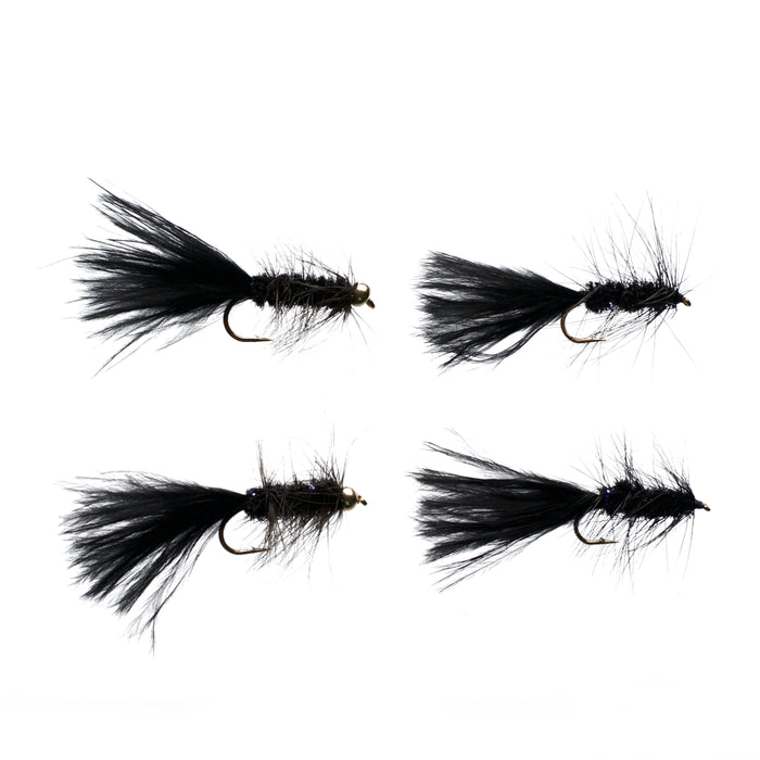 4 Black Wooly Buggers