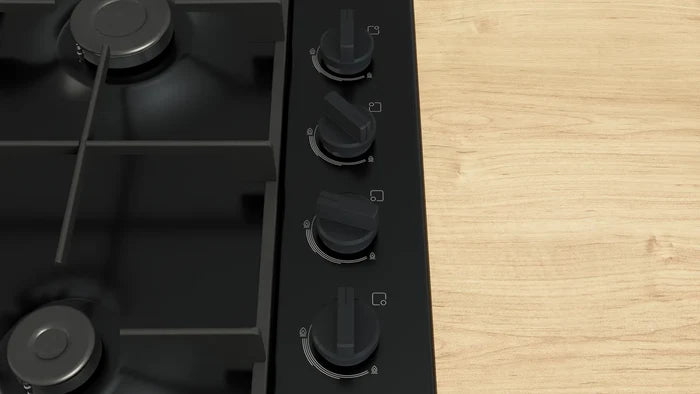 Bosch PBP6B6K60 Series 2 60cm 4 burner gas hob in Black enamel