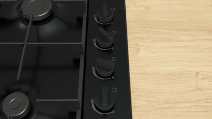 Bosch PBP6B6K60 Series 2 60cm 4 burner gas hob in Black enamel