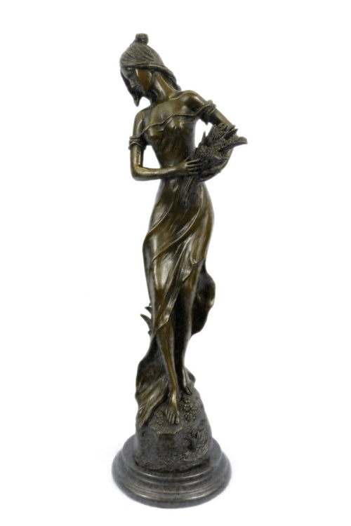 Bronze Statue Sculpture Sexy Lady Art Nouveau Deco Lost Wax Home Decor Figurine