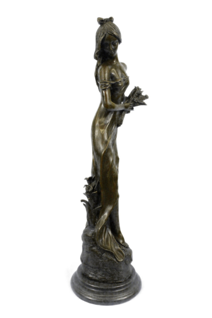 Bronze Statue Sculpture Sexy Lady Art Nouveau Deco Lost Wax Home Decor Figurine