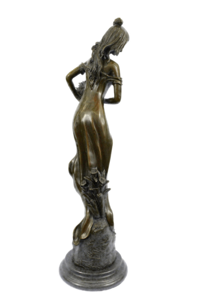 Bronze Statue Sculpture Sexy Lady Art Nouveau Deco Lost Wax Home Decor Figurine