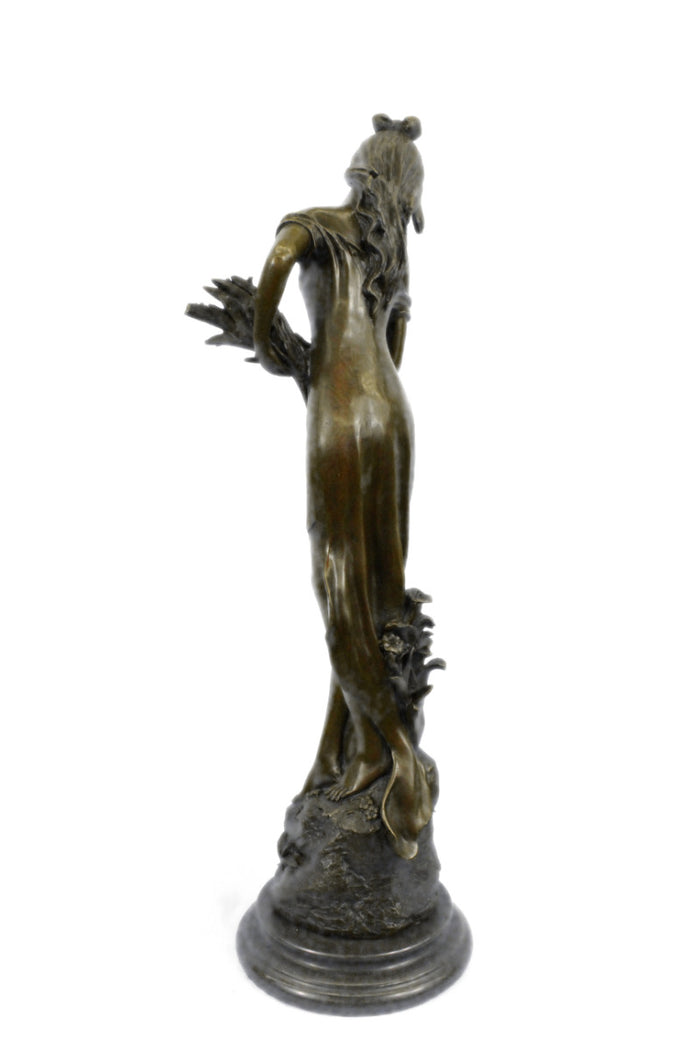 Bronze Statue Sculpture Sexy Lady Art Nouveau Deco Lost Wax Home Decor Figurine