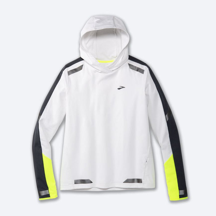 Brooks Women's Run Visible Thermal Hoodie Apparel Brooks Small White/Asphalt/Nightlife