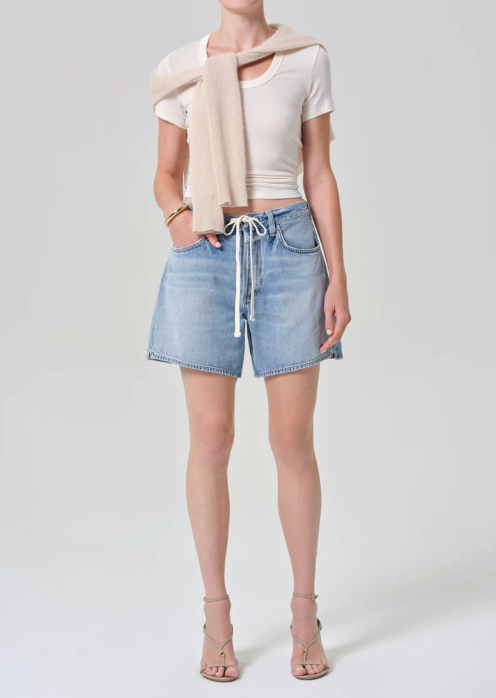 Brynn Drawstring Short-Denim-Uniquities