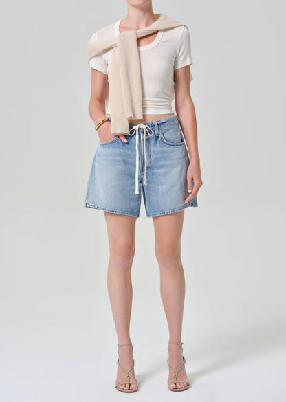 Brynn Drawstring Short-Denim-Uniquities