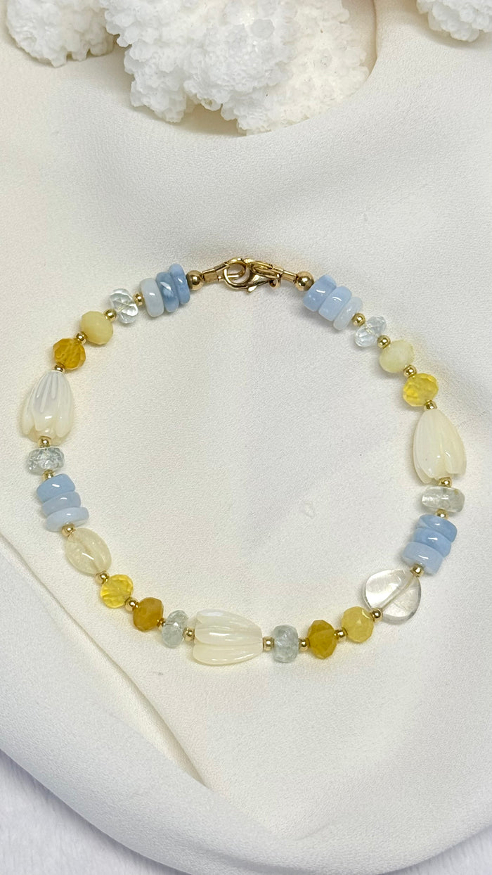 Buff n Blue 3 Pikake bracelet