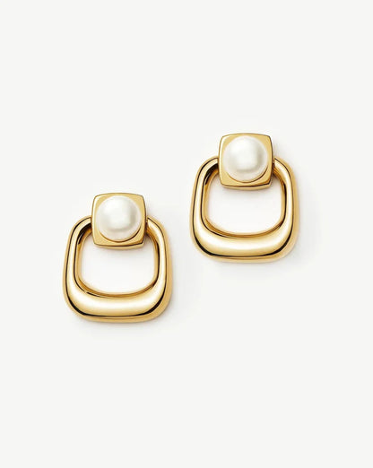 Button Pearl Statement Stud Earrings | 18ct Gold Plated/Pearl Earrings Missoma
