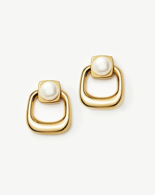 Button Pearl Statement Stud Earrings | 18ct Gold Plated/Pearl Earrings Missoma