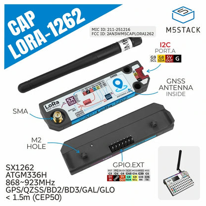 Cap LoRa 1262 for Cardputer Adv (SX1262, ATGM336H) - m5stack-store