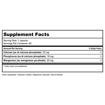 CardioVascular Research Manganese Picolinate 60 Capsules - Supplement Facts panel
