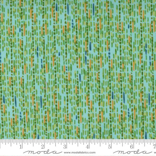 Carolina Lilies Dashed Stripe Lines- Aqua 1 Yard Cut