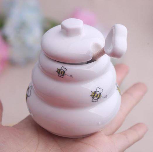 Ceramic Honey Pot with Wooden Dipper Party Favor