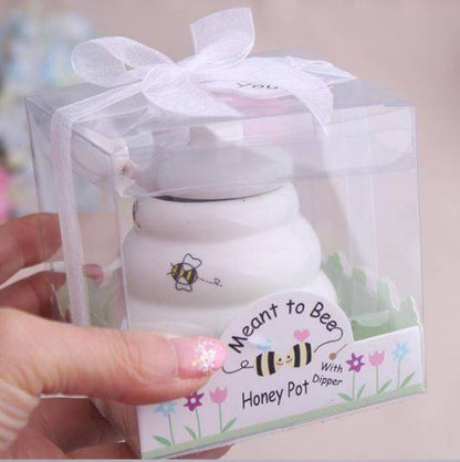 Ceramic Honey Pot with Wooden Dipper Party Favor