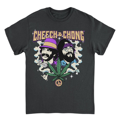 Cheech & Chong Duo Portrait Dice Peace Leaf T-Shirt