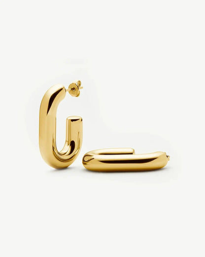 Chubby Oval Medium Hoop Earrings | 18ct Gold Plated Earrings Missoma