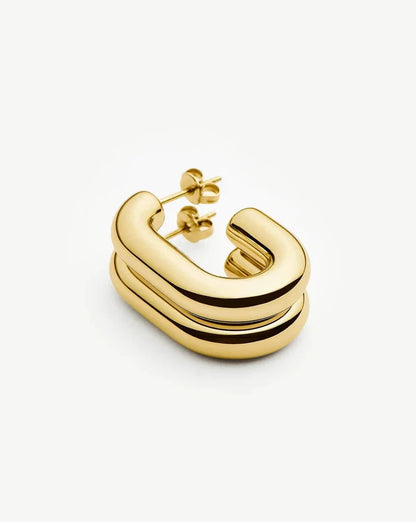Chubby Oval Medium Hoop Earrings | 18ct Gold Plated Earrings Missoma