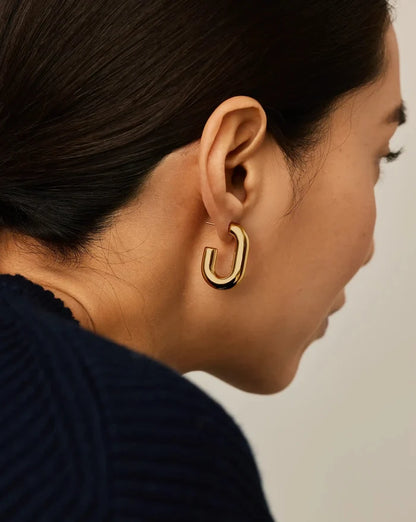 Chubby Oval Medium Hoop Earrings | 18ct Gold Plated Earrings Missoma