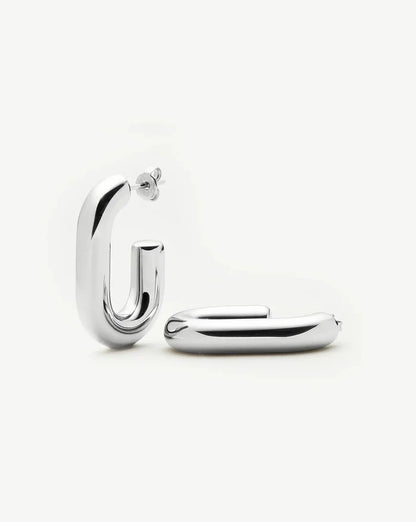 Chubby Oval Medium Hoop Earrings | Platinum Plated Earrings Missoma