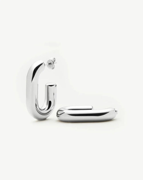 Chubby Oval Medium Hoop Earrings | Platinum Plated Earrings Missoma