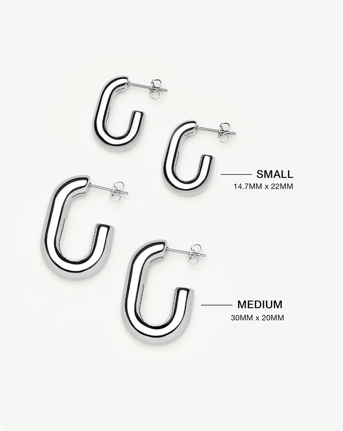 Chubby Oval Medium Hoop Earrings | Platinum Plated Earrings Missoma