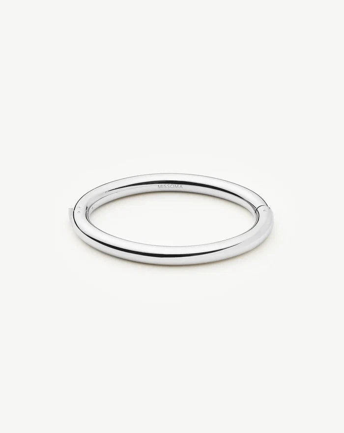 Chunky Round Hinged Bangle | Platinum Plated Bracelets Missoma