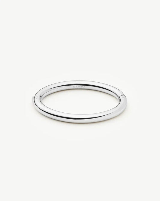 Chunky Round Hinged Bangle | Platinum Plated Bracelets Missoma