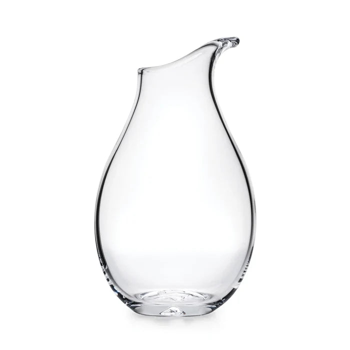 Elegant Simon Pearce Cloud Carafe with a smooth, transparent glass body and rounded design, perfect for serving beverages.