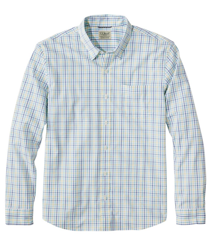 Comfort Stretch Performance Shirt Long Sleeve Slightly Fitted Plaid Men's Regular