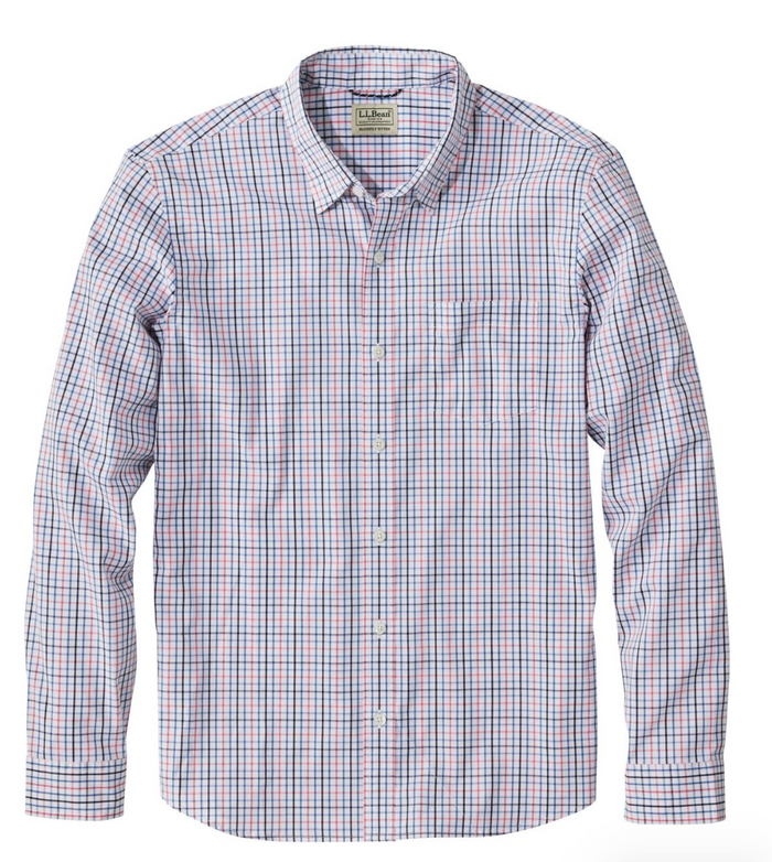 Comfort Stretch Performance Shirt Long Sleeve Slightly Fitted Plaid Men's Regular