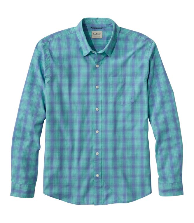 Comfort Stretch Performance Shirt Long Sleeve Slightly Fitted Plaid Men's Regular