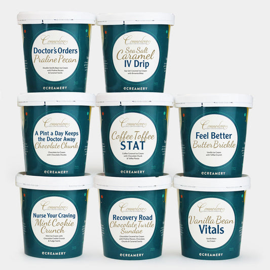 Photo of 8 Commodore Concierge Nurse Management themed ice cream pints