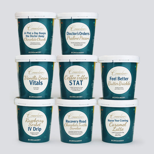 Photo of 8 Commodore Concierge Nurse Management themed ice cream pints